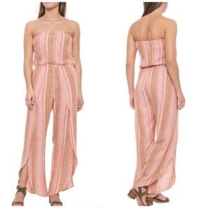 Drew Emerson Strapless‎ Striped Open Leg Jumpsuit